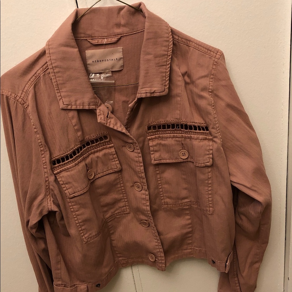 Brand New Aeropostale Women's Cropped Rust-Tan Button Front Jacket